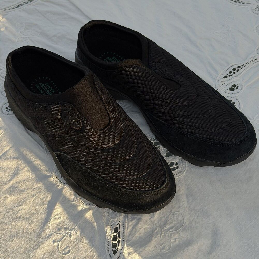Propet W3858 Women’s Size 9W Wide Black Suede Mesh Walking Shoes Sneakers New
